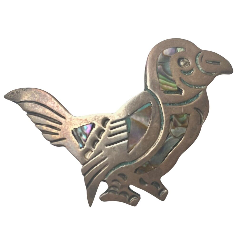 Vintage Melecio Rodriguez Sterling Silver 925 Parrot Pin Signed Made in Mexico